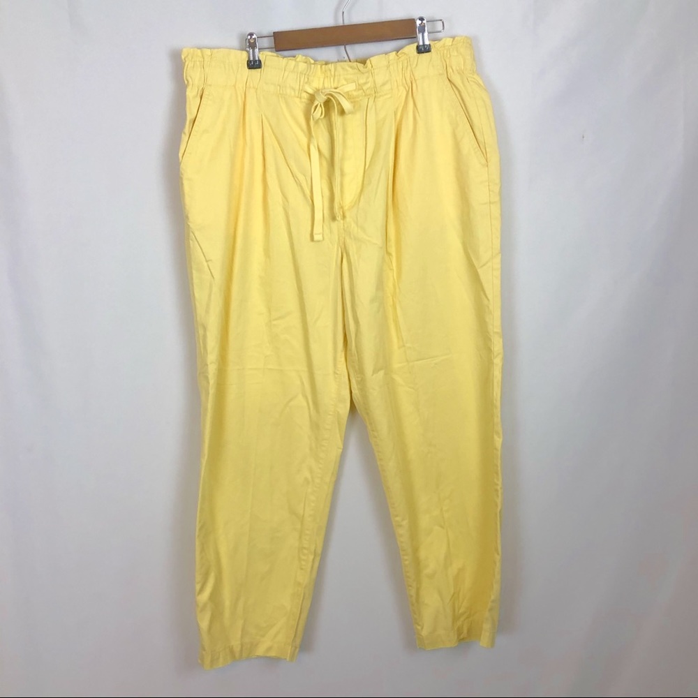 Loft Pull On Yellow Crop Pants Elastic Waist Women’s Size XL New without tags